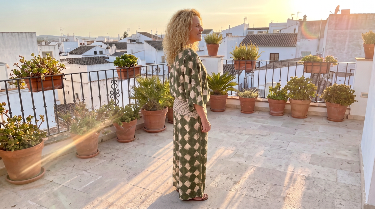 Conjunto Aitana: Estampado Mosaico en Verde Oliva