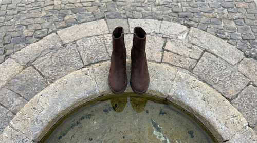Beatriz | Botines con Tacón en Antelina Marrón