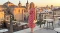 Vestido Midi Alira: Estampado Buganvilla y Crema