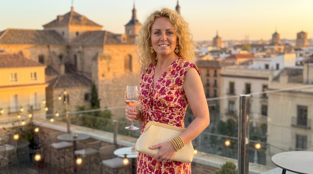 Vestido Midi Alira: Estampado Buganvilla y Crema